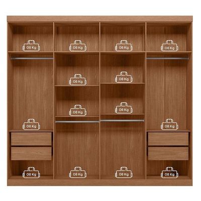 Guarda Roupa Casal 8 Portas 4 Gavetas Master New Com Espelho Jatobá Areia Acetinado - Santos Andirá