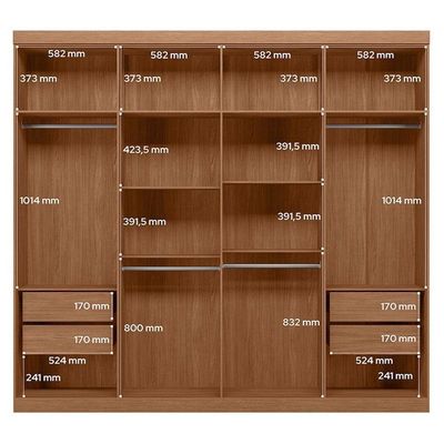 Guarda Roupa Casal 8 Portas 4 Gavetas Master New Com Espelho Jatobá Areia Acetinado - Santos Andirá