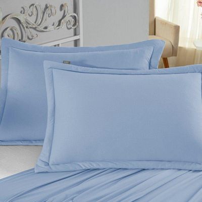 Porta Travesseiro Matelado Nobre 1 Peça Malha 100% Algodão - Azul-bebê
