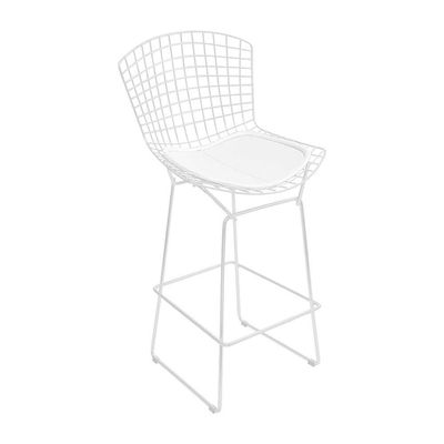 Kit 4 Banquetas Bistrô Bertoia Branca D60 Com Assento Branco