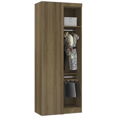 Guarda Roupa Canto Reto 90cm Com 1 Porta Delphi Avelã/grey L01 - Mpozenato