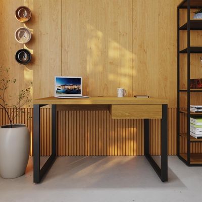 Mesa Operacional C-01gav. 120x70x75cm Yon - Acácia Mel-est.preta Acácia Mel-est.preta