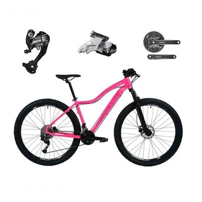 Bicicleta Aro 29 Absolute Hera Feminina Câmbios Shimano Altus 27v K7 Freio Hidráulico Garfo Com Trava Rosa 15