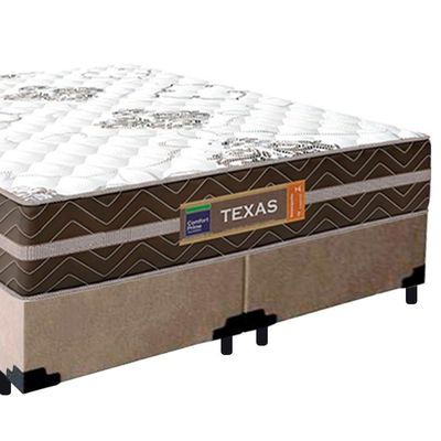 Cama Box Casal Bipartido Suede + Colchão Molas Ensacadas Texas Prime Colchões 138x188x64cm Bege