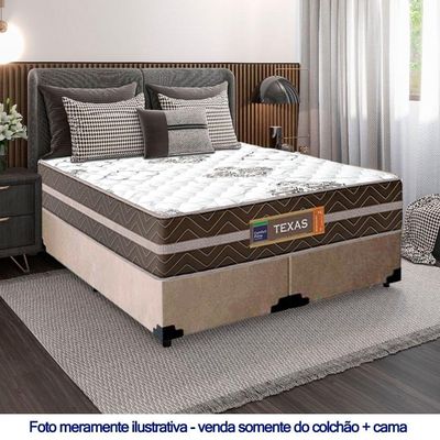 Cama Box Casal Bipartido Suede + Colchão Molas Ensacadas Texas Prime Colchões 138x188x64cm Bege