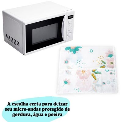 Capa Protetora Para Microondas Forno Eletrico Eletrodomesticos 85x35cm Estampa Flor Rosa