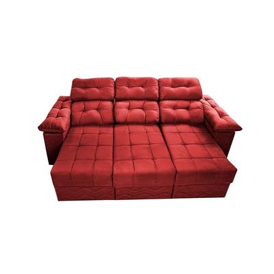 Sofa Itália 2,60 Mts Retrátil E Reclinavel Tecido Suede Vermelho - Cama Inbox