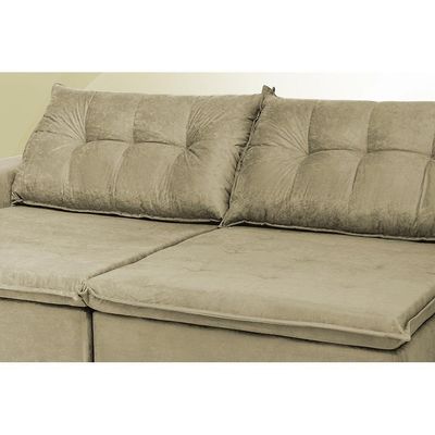 Sofá Austrália 2,72 Mts Retrátil, Reclinável Com Molas E Pillow No Assento Tecido Suede Castor