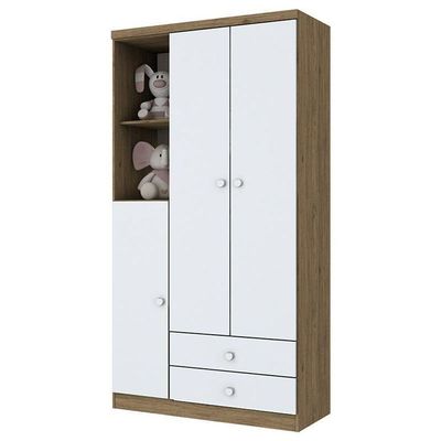 Jogo De Quarto Com Roupeiro 4 Portas E Cômoda Americano Cinza - Móveis Henn Cinza