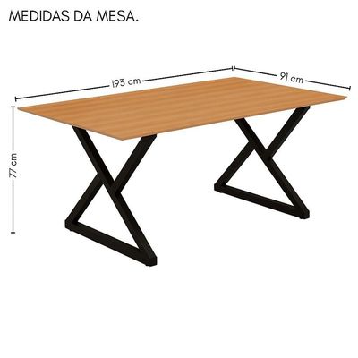 Sala De Jantar Mesa 193x91 8 Cadeiras Allegra Estilo Moderno
