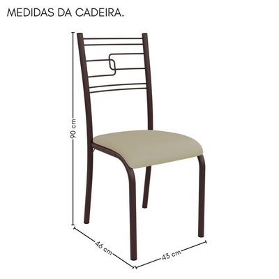 Kit 4 Cadeiras Ella Estrutura Em Aço Marrom E Tecido Creme