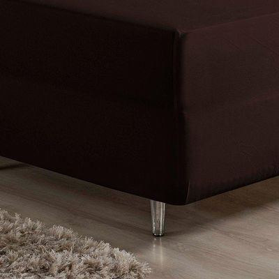 Lençol Com Elástico King Nobre 1 Peça Luva De Box 55cm De Altura Malha 100% Algodão - Marrom