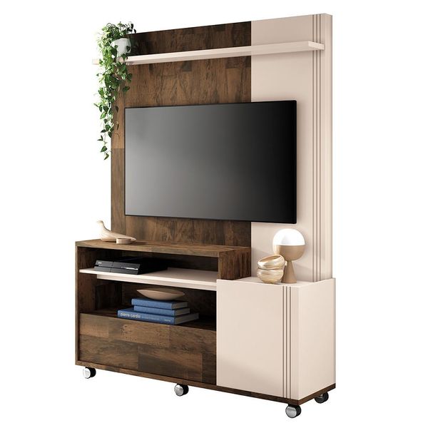 Estante Home Theater com Rodízios para TV até 50'' Budy Deck / Off White - Gran Belo