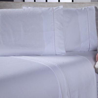 Jogo de Cama Lençol Casal Padrão Sofist Ponto Palito 400 Fios Toque Macio 03 Peças - Branco