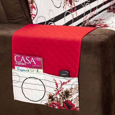 Protetor Sofa Estampado Isabela 2 E 3 Lugares - Floral Vermelho/Preto