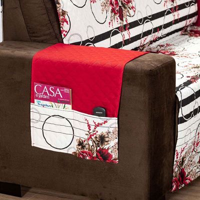 Protetor Sofa Estampado Isabela 2 E 3 Lugares - Floral Vermelho/Preto