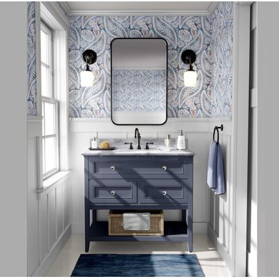 Papel de Parede Floral Paisley em Bloco Azul, Vinil Autoadesivo, Aplicação DIY Fácil para Quarto Estilo Fazenda, Armários e Salas - S4Sassy 63,5 cm (L) × 304,8 cm (C) / Azul - Vinil Liso