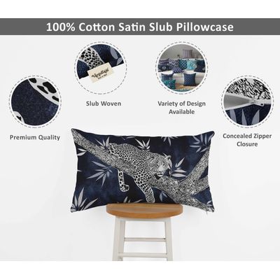 Capas de Almofada Luxuosas Estampadas com Tema Azul, Decorativas e Lombares - Vargottam 50,8 Cm × 30,48 Cm / Azul