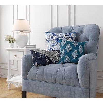 Capas de Almofada Luxuosas Estampadas com Tema Azul, Decorativas e Lombares - Vargottam 50,8 Cm × 30,48 Cm / Azul