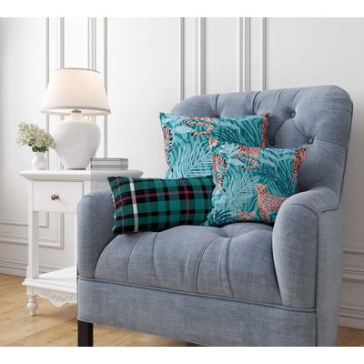 Capa de Almofada Decorativa Impressa Tema Azul - Vargottam 45,72 Cm × 45,72 Cm – Quadrado / Azul