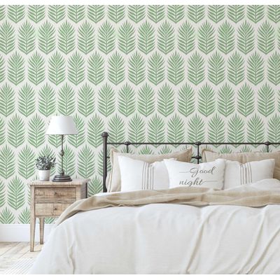 Papel Contact Vinílico Autoadesivo Folha de Palmeira Chique, À Prova D'Água, Removível para Quartos, Salas e Armários - S4Sassy 63,5 cm (L) × 609,6 cm (C) / Verde - Vinil Liso