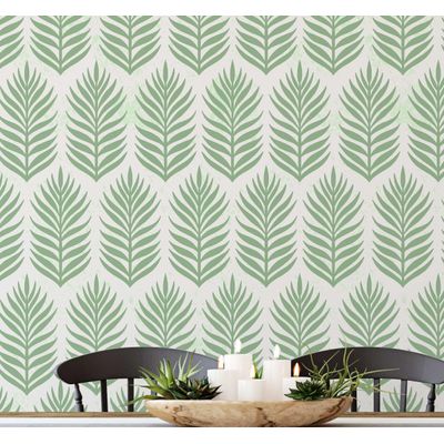Papel Contact Vinílico Autoadesivo Folha de Palmeira Chique, À Prova D'Água, Removível para Quartos, Salas e Armários - S4Sassy 63,5 cm (L) × 609,6 cm (C) / Verde - Vinil Liso