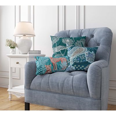 Capa de Almofada Decorativa Impressa Tema Azul - Vargottam 30,48 Cm × 60,96 Cm – Retangular / Azul