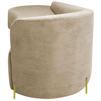Divã Recamier Orgânico França 180cm Lado Esq Pés Metal Dourado Bouclé Bege