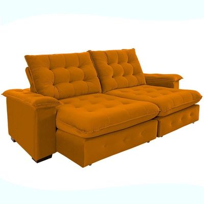 Sofá 4 Lugares Coliseu 2.60m Retrátil E Reclinável Super Pillow - Terra