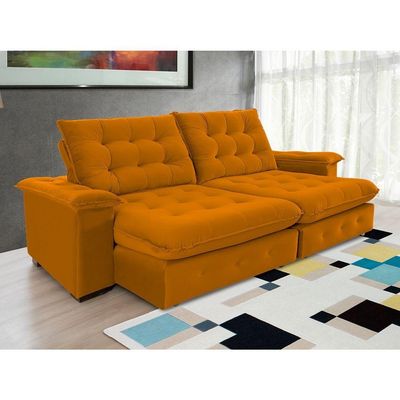 Sofá 4 Lugares Coliseu 2.60m Retrátil E Reclinável Super Pillow - Terra