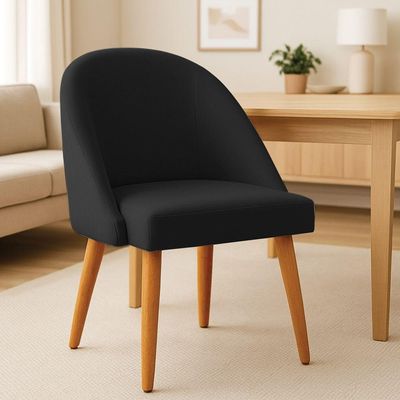 Kit 02 Cadeiras Poltrona De Jantar Luna Suede Preto Pés Palito Castanho - Pallazio