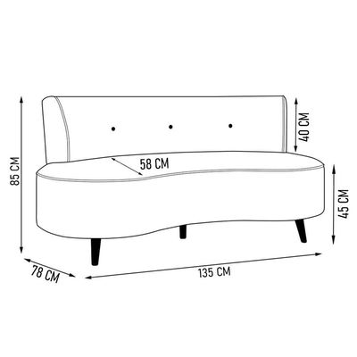Sofá 2 Lugares Para Sala Living 135cm Pés Palito Korah K04 Veludo Cinza - Mpozenato