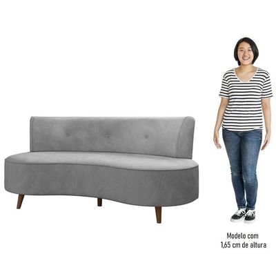 Sofá 2 Lugares Para Sala Living 135cm Pés Palito Korah K04 Veludo Cinza - Mpozenato