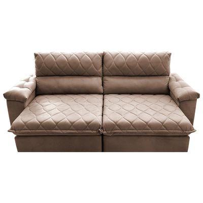 Sofá Retrátil E Reclinável 2,95m Molas Ensacadas Cama Inbox Big Home Com Bordado 3d Velusoft Castor