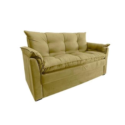 Sofá Small 3 Lugares Conforto 160cm Suede Bege Herrero Decor Bege