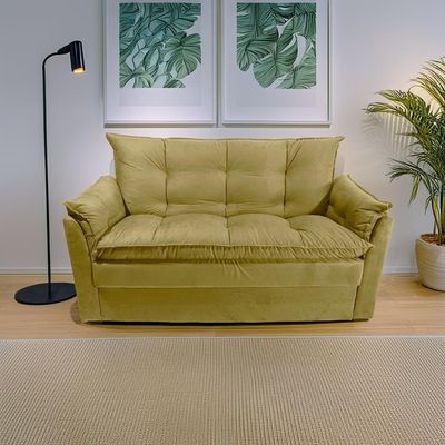 Sofá Small 3 Lugares Conforto 160cm Suede Bege Herrero Decor Bege