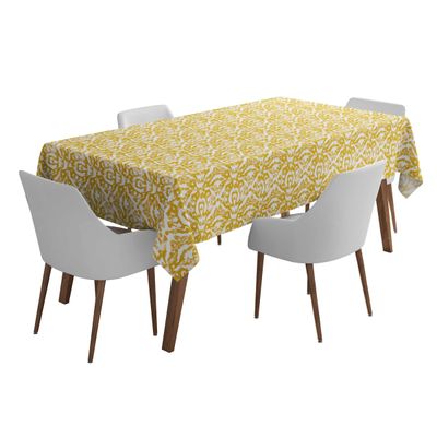 Toalha de Mesa Interna/Externa Impermeável para Pátio - Capa de Mesa Primavera/Verão para Jardim, Churrasco e Piquenique - Vargottam 147,32 Cm × 304,8 Cm / Amarelo