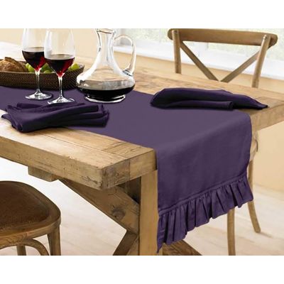 Caminho de Mesa Lavável em Slub de Algodão Roxo para Mesa de Jantar, Decoração para Casa - Vargottam 35,56 Cm (L) × 228,6 Cm (C) / Roxo