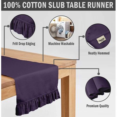 Caminho de Mesa Lavável em Slub de Algodão Roxo para Mesa de Jantar, Decoração para Casa - Vargottam 35,56 Cm (L) × 228,6 Cm (C) / Roxo