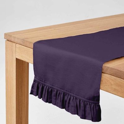 Caminho de Mesa Lavável em Slub de Algodão Roxo para Mesa de Jantar, Decoração para Casa - Vargottam 35,56 Cm (L) × 228,6 Cm (C) / Roxo