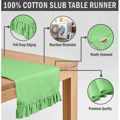 Caminho de Mesa Verde Estiloso para Decoração de Mesa, Casa, Casamento e Feriado - Vargottam 35,56 Cm (L) × 228,6 Cm (C) / Verde