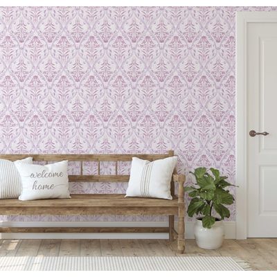 Papel de Parede Arco Floral Rosa, Vinil Autoadesivo, Envelopamento Fácil Faça-Você-Mesmo para Quarto Rústico, Sala e Armários - S4Sassy 63,5 cm (L) × 304,8 cm (C) / Rosa - Vinil Liso