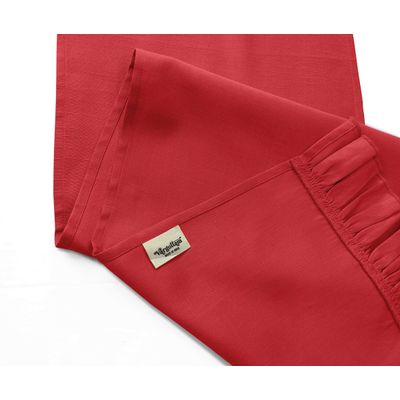 Caminho de Mesa com Babado em Tecido Slub de Algodão Cor Pêssego para Decoração de Casa e Mesa - Vargottam 35,56 Cm (L) × 335,28 Cm (C) / Laranja