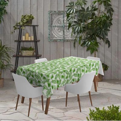 Toalhas de Mesa Interna/Externa Impermeáveis para Pátio, Capas de Mesa Primavera/Verão para Quintal, Churrasco e Piquenique - Vargottam 147,32 Cm × 304,8 Cm / Branco
