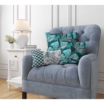 Capas de Travesseiro e Almofada Decorativas Estampadas Tema Azul - Vargottam 60,96 Cm × 60,96 Cm – Retangular / Azul