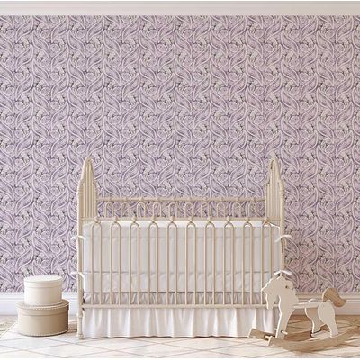 Papel de Parede Paisley Floral em Bloco - Roxo, Vinílico Autoadesivo, Aplicação Fácil para Quarto Rústico, Armários, Salas - S4Sassy 63,5 cm (L) × 914,4 cm (C) / Roxo - Vinil Liso