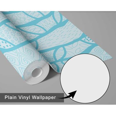 Papel de Parede Moderno com Padrão Abstrato de Árvore - Azul, Vinil Autoadesivo, Decorativo para Quarto, Armários e Salas - S4Sassy 63,5 cm (L) × 914,4 cm (C) / Azul - Vinil Liso