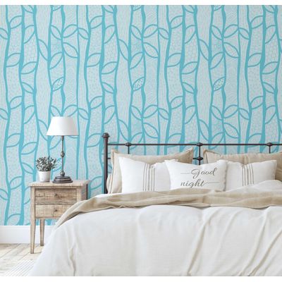 Papel de Parede Moderno com Padrão Abstrato de Árvore - Azul, Vinil Autoadesivo, Decorativo para Quarto, Armários e Salas - S4Sassy 63,5 cm (L) × 914,4 cm (C) / Azul - Vinil Liso