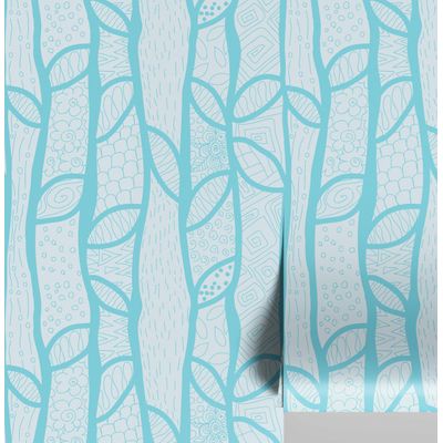 Papel de Parede Moderno com Padrão Abstrato de Árvore - Azul, Vinil Autoadesivo, Decorativo para Quarto, Armários e Salas - S4Sassy 63,5 cm (L) × 914,4 cm (C) / Azul - Vinil Liso