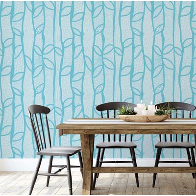 Papel de Parede Moderno com Padrão Abstrato de Árvore - Azul, Vinil Autoadesivo, Decorativo para Quarto, Armários e Salas - S4Sassy 63,5 cm (L) × 914,4 cm (C) / Azul - Vinil Liso
